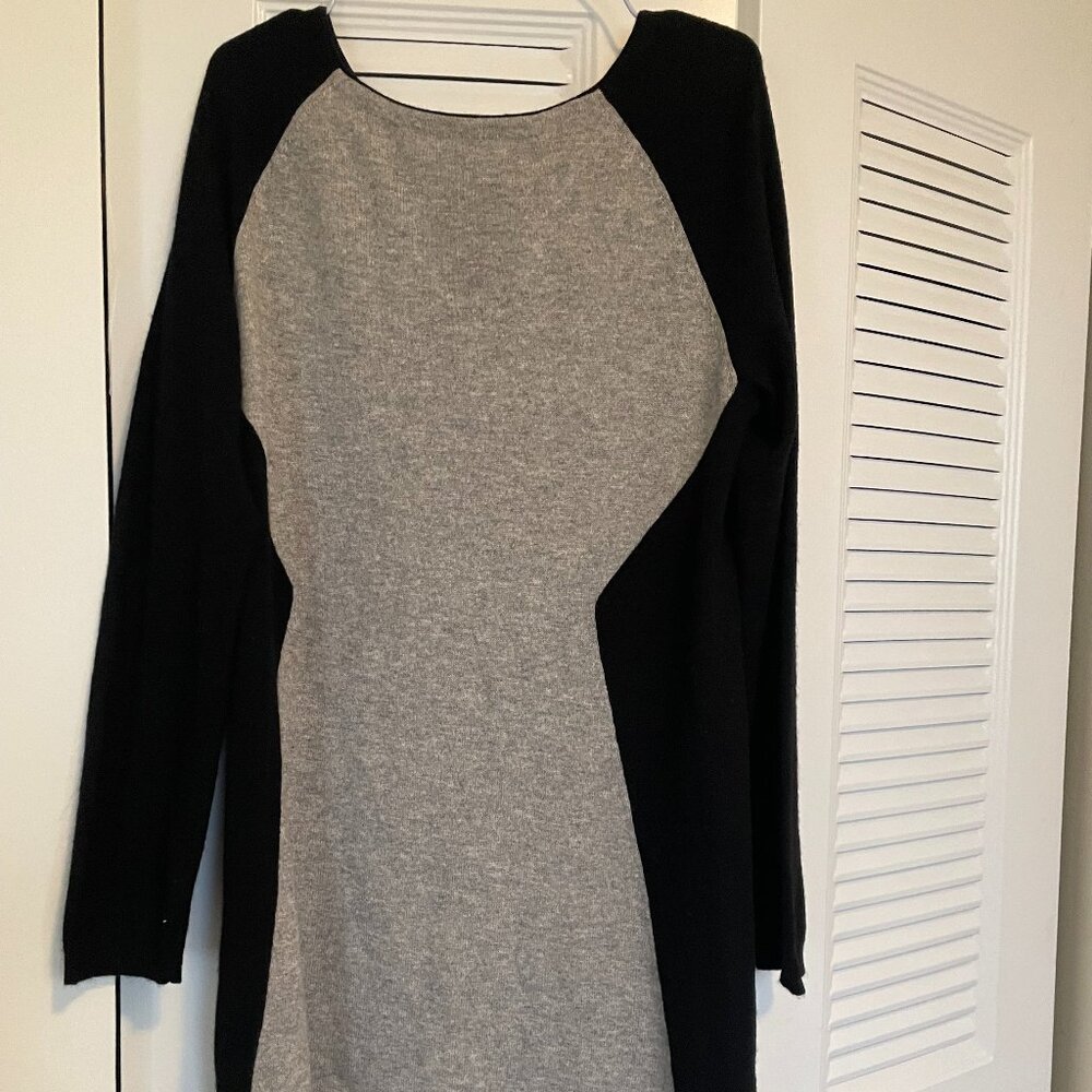 Cashmere Black Gray Mod Back Zip Mini Dress